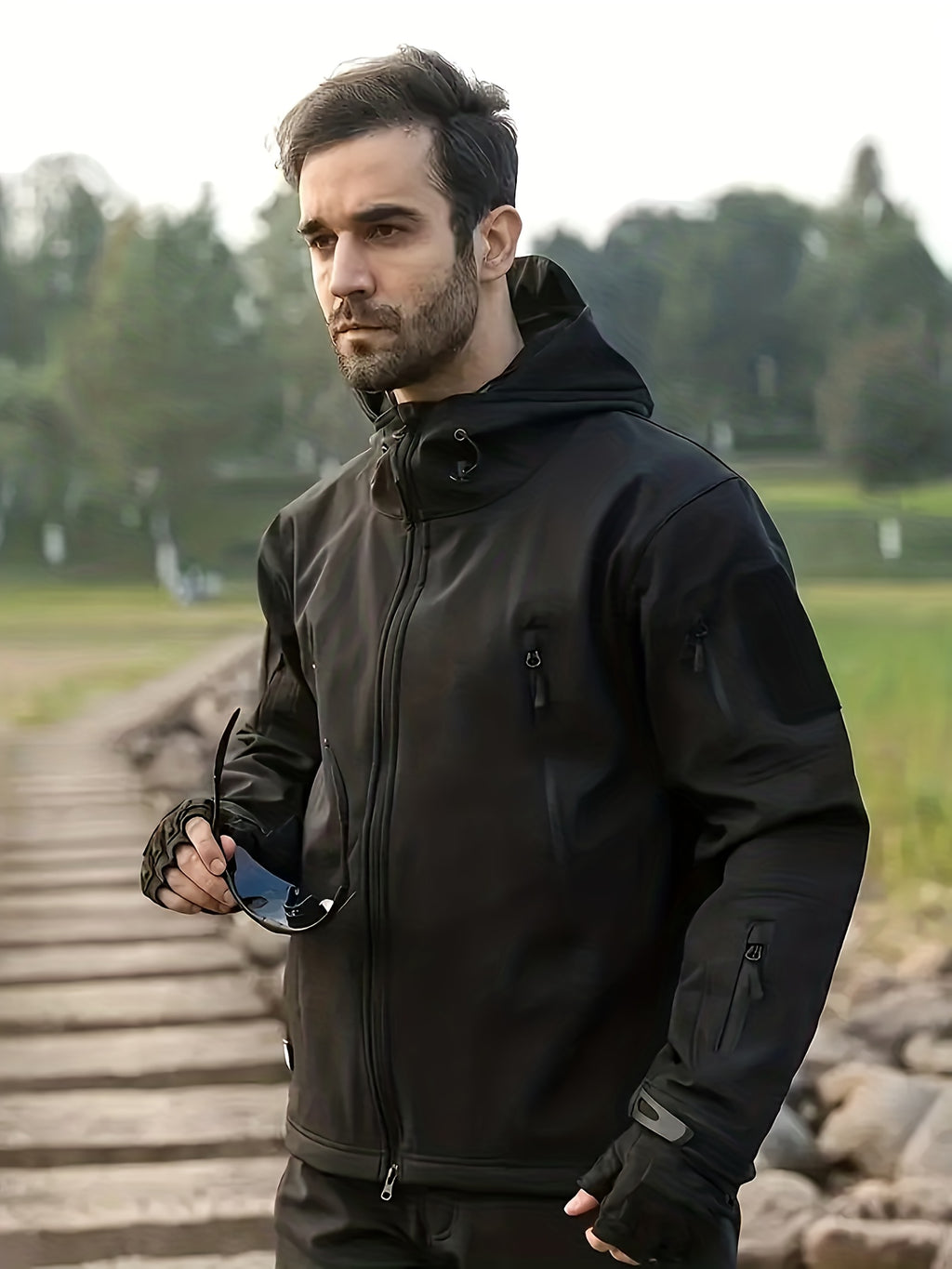 Men's Winter Softshell Jacket and Fleece-Lined Tactical Cargo Pants Set